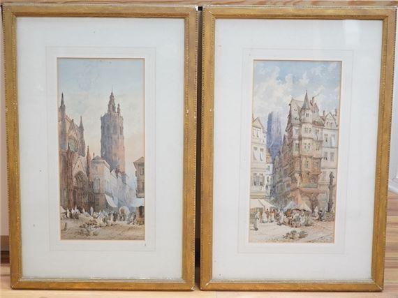 Charles Rousse | North European townscapes with figures | MutualArt