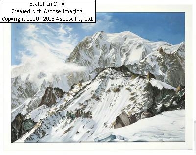 Artwork by Walter J. Boschan, "Das Dach Europas" Mont Blanc, Made of oil on canvas