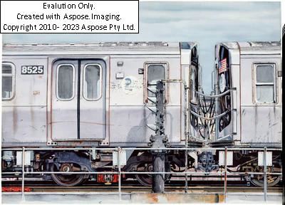 New York City Subway, 2020, signed and dated Meesha 2020, signed in Cyrillic script on the reverse, watercolour on thick paper, 54.4 x 75.3 cm by Mikail Starchenko, 2020