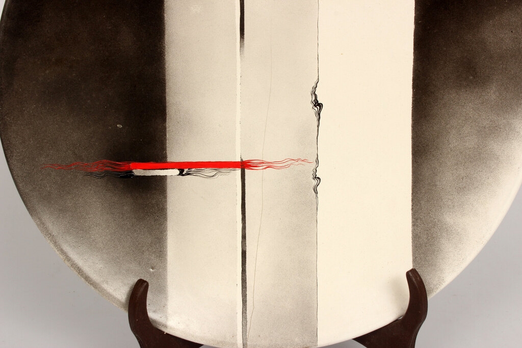 Artwork by Helga Ingeborga Melnbarde, Painted plate Alone with myself, Made of Ceramics