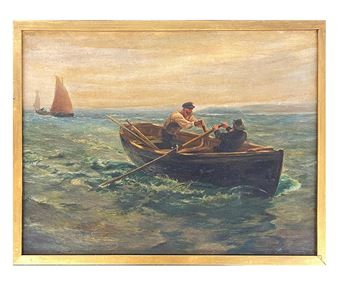 Percival Hart, fishermen in boat at dusk - Percival Hart