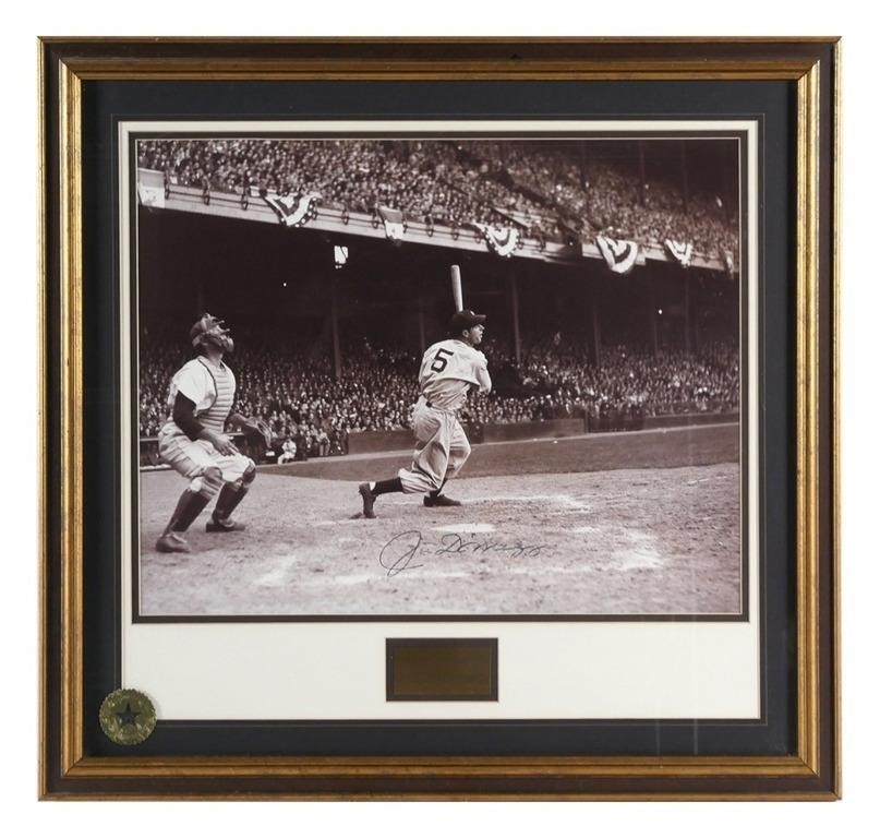 Artwork by Joe Dimaggio, Joe DiMaggio. Framed to 24" x 25-1/4". Walt Disney World seal affixed lower left of glass, Made of photograph