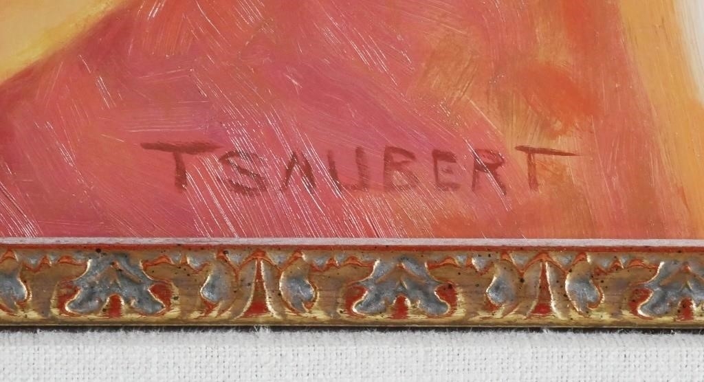 Artwork by Thomas Saubert, Oil on board portrait painting on a Native American woman, Made of Oil on board