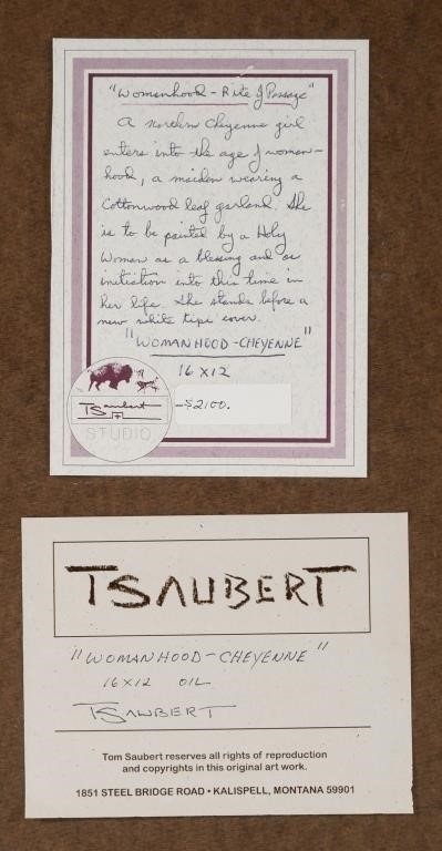 Artwork by Thomas Saubert, Oil on board portrait painting on a Native American woman, Made of Oil on board