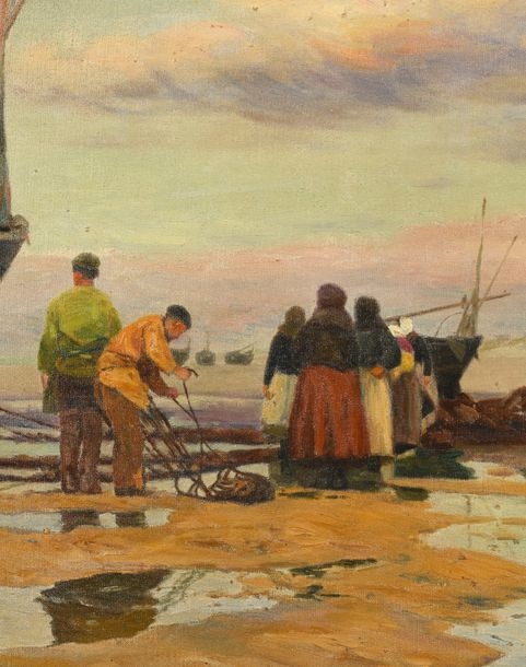 Artwork by Charles Emmanuel Joseph Roussel, Charles ROUSSEL (1861-1936) Pêcheurs en bord de mer Oil on canvas signed lower right, Made of oil on canvas