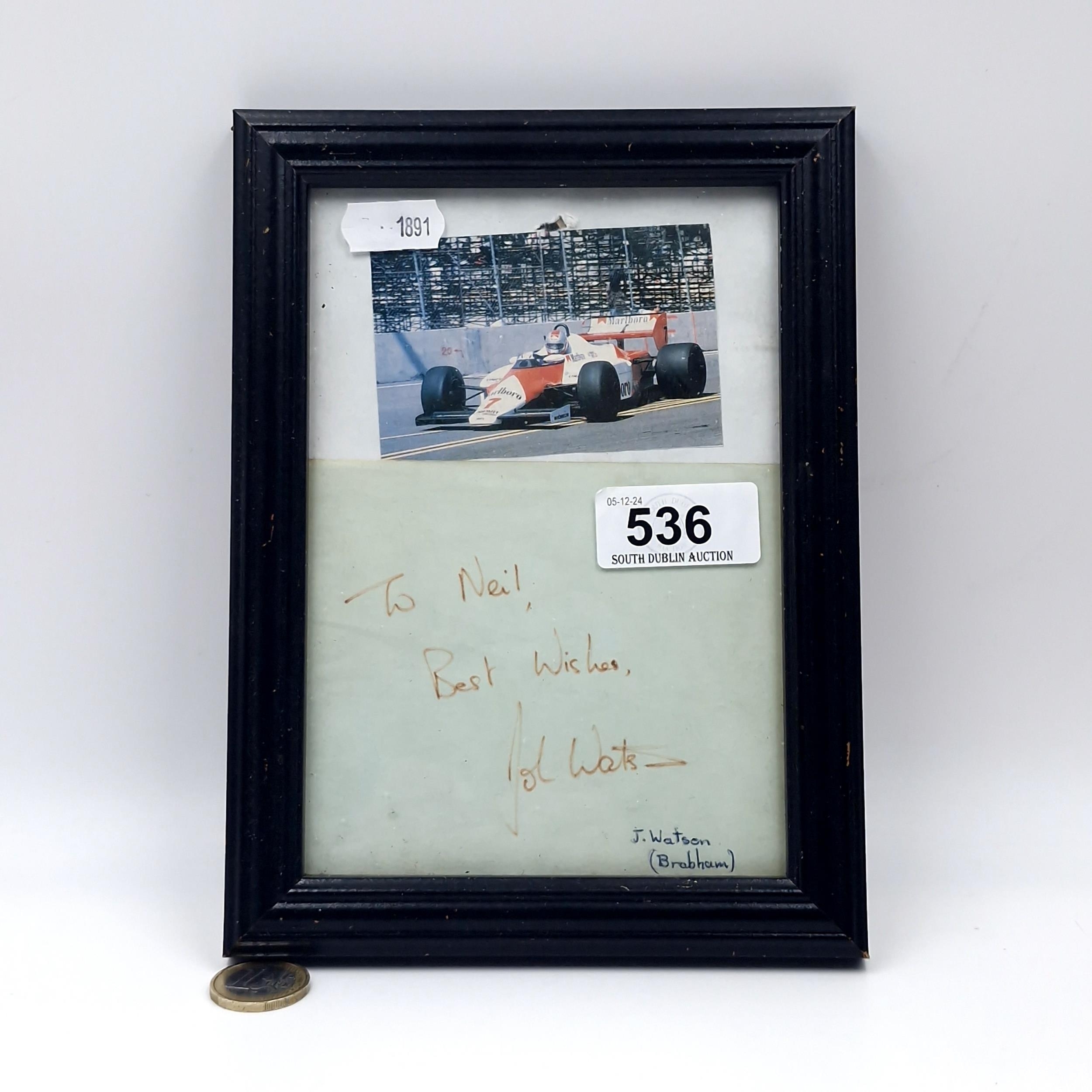 J. Watson | A hand signed autograph and photo of Brabhan racing driver ...