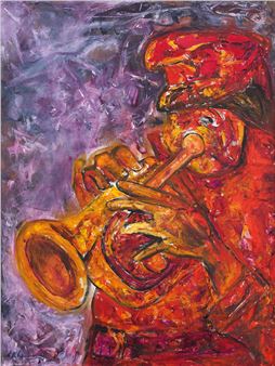 Bhagat Ram Blows His Trumpet - Krishen Khanna