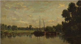 Bateau sur la rivière - Charles-François Daubigny