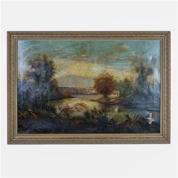 Unknown | Antique Original Oil on Canvas, Landscape, Monogram Signed ...