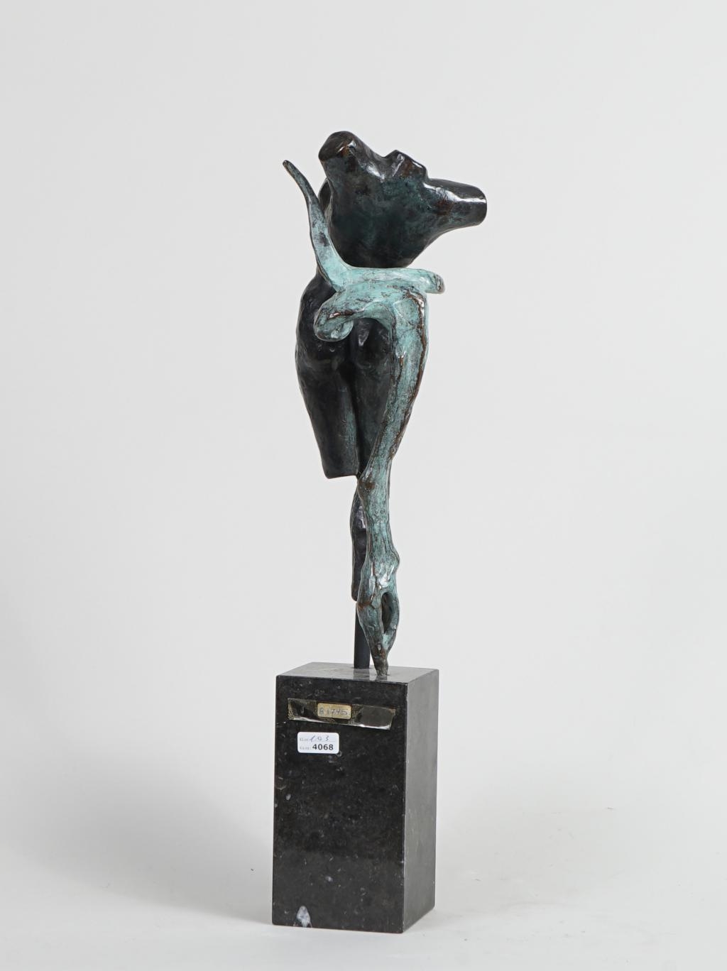Artwork by John Verbroeck, Nude female torso, Made of bronze sculpture on stone base