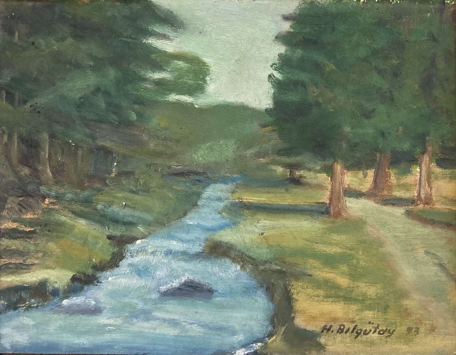 Artwork by Handan Bilgütay, Peyzaj, Made of oil on hardboard