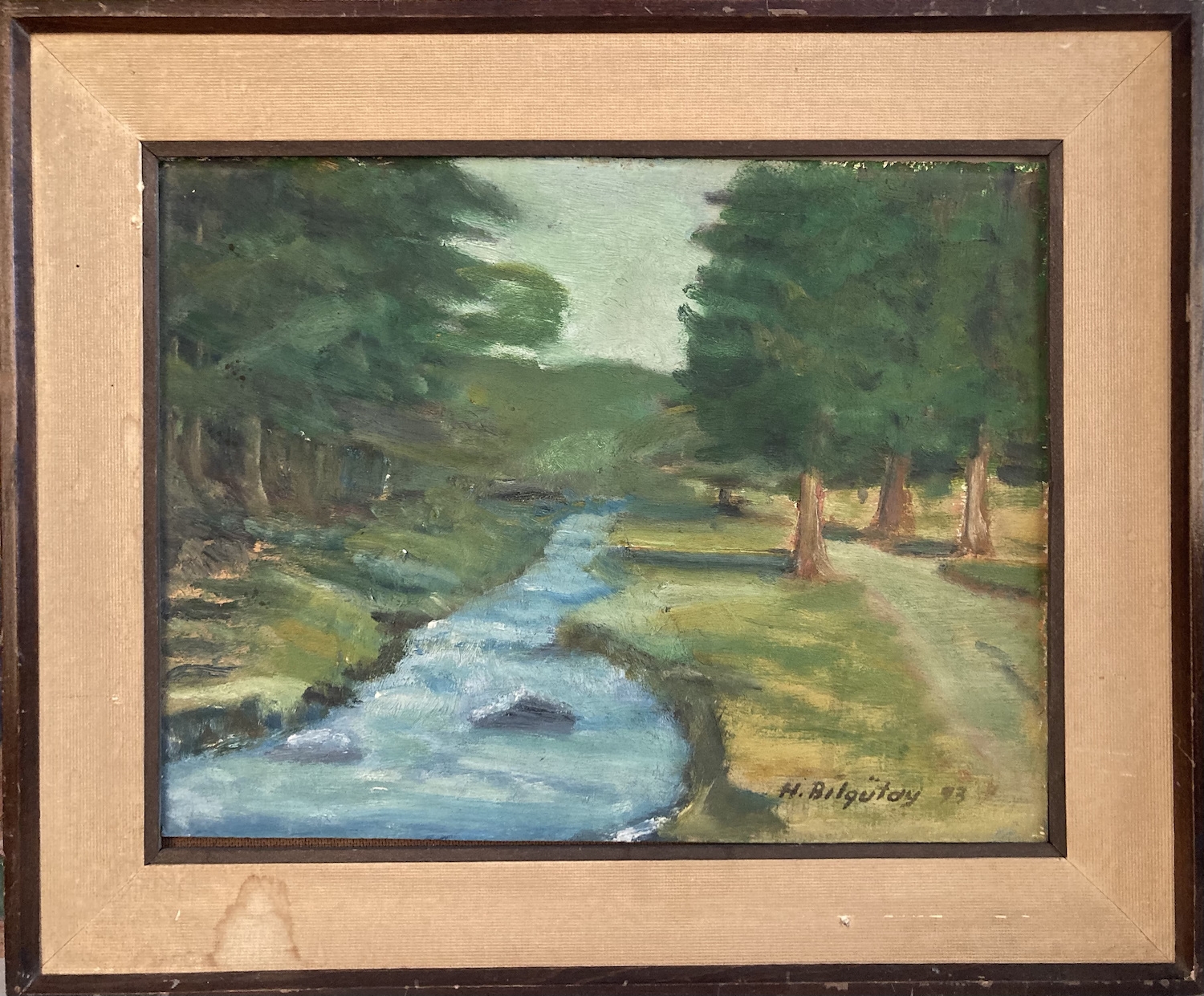 Artwork by Handan Bilgütay, Peyzaj, Made of oil on hardboard