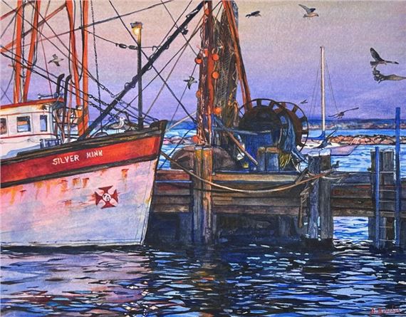 Anne Boucher (20/21st c.) Night Falling/MacMillan Wharf - Anne Boucher