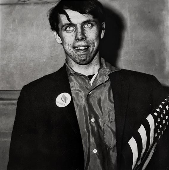 PATRIOTIC YOUNG MAN WITH A FLAG N.Y.C.