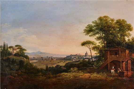 Italian landscape with Rome in the background by Roman School, 19th Century, CIRCA 1820