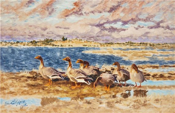 Geese by the water by Bruno Liljefors, 1905