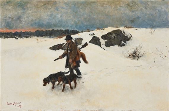 On my way home from the fox hunt by Bruno Liljefors, 91