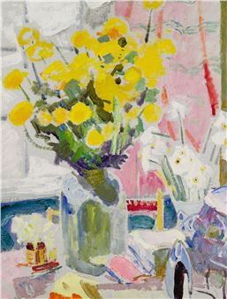 Still life with flowers - Vasiliy  Vasilevich Pochitalov