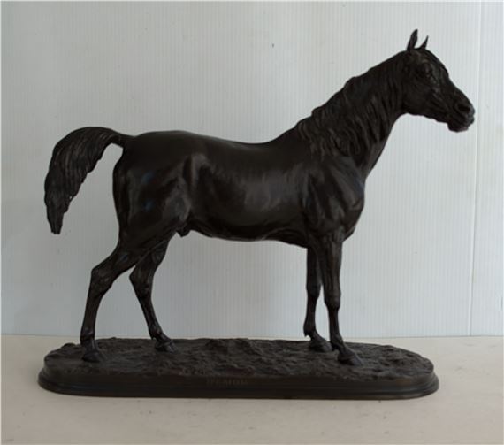 a patinated bronzed composite horse sculpture of the stallion