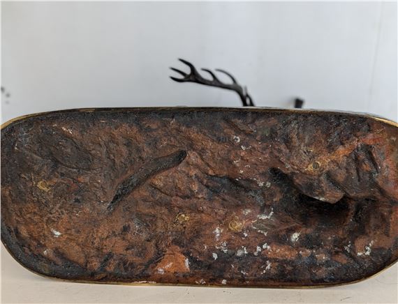 Artwork by Pierre-Jules Mene, The Browsing Stag, Made of bronze