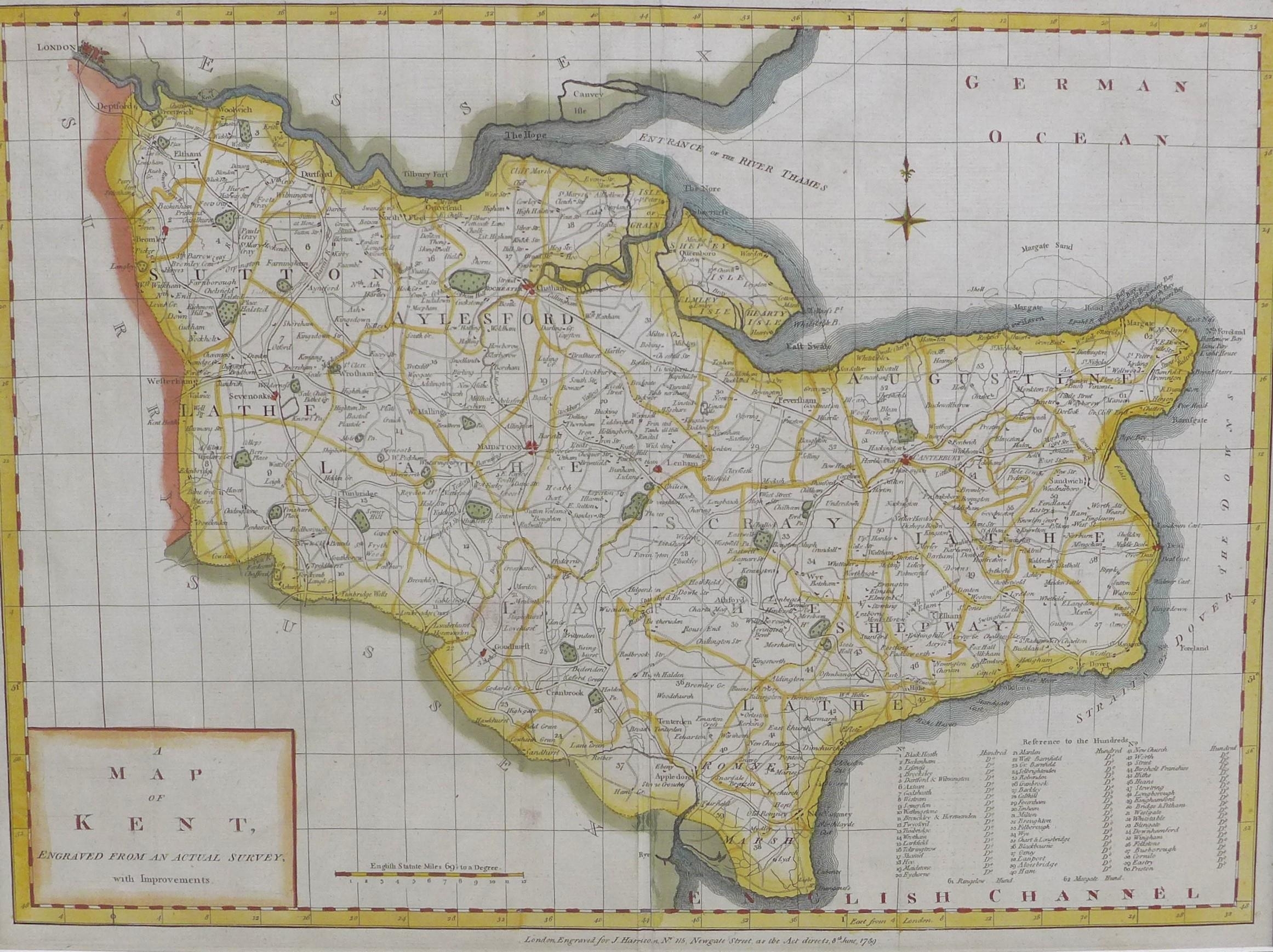 J. Harrison | A Map of Kent (Circa 1790) | MutualArt