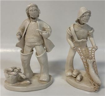 TWO VINTAGE ELFRIEDE MEINDL SIGNED CERAMIC FIGURES - Elfriede Meindl