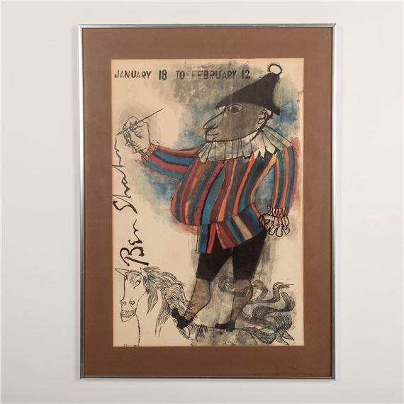 Ben Shahn | Ben Shahn, Original Color Lithograph Clown Exhibition