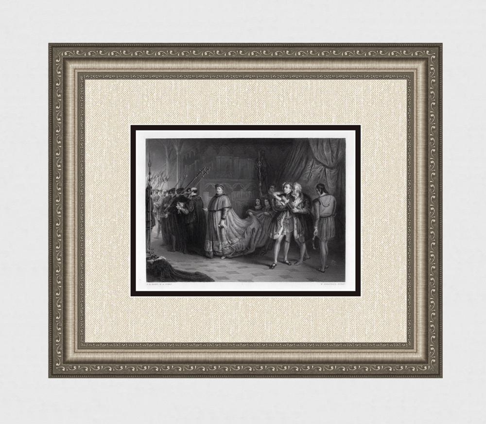 Solomon Alexander Hart | Solomon Hart 1800s Engraving Quarrel of Wolsey ...