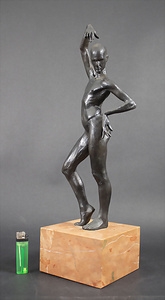 Artwork by Nicolas Lavarenne, 'Männlicher Akt', Made of bronze, patinated, on a marble base