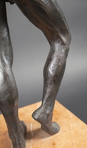 Artwork by Nicolas Lavarenne, 'Männlicher Akt', Made of bronze, patinated, on a marble base