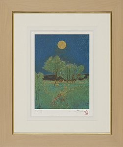 Artwork by Kazuhiko Fukuoji, in the moonlight, Made of color on lithograph
