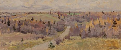 Дорога на Кострому(road to Kostroma) by Nikolai Mikhailovich Romadin, 1967