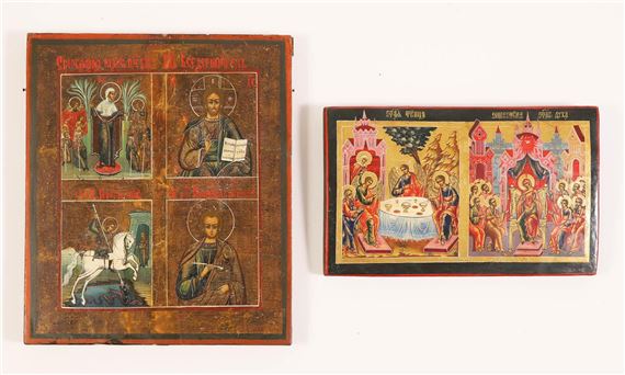 Two Russian Icons with Images of Saints by Russian School