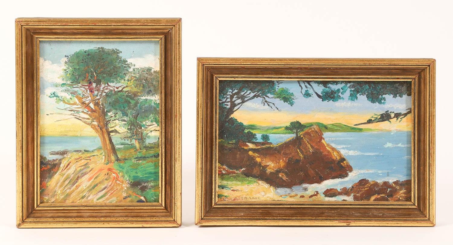 Artwork by Elbridge Ayer Burbank, Sea Cliffs, Made of Two Paintings