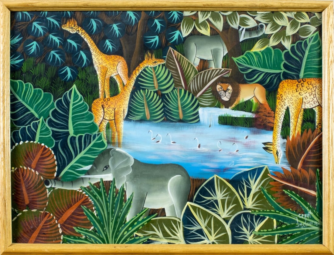 Artwork by Jean Claude Senat, Jean Claude Senat (Haiti,20C) oil painting, Made of oil on canvas