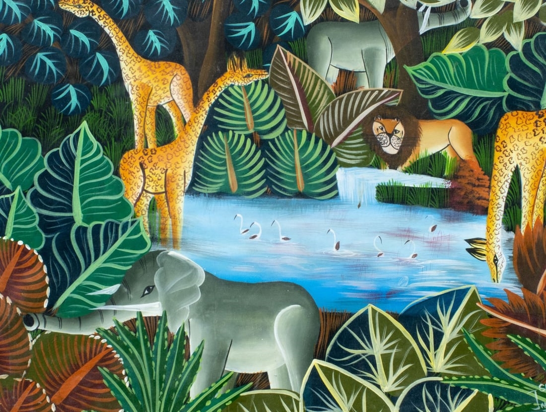 Artwork by Jean Claude Senat, Jean Claude Senat (Haiti,20C) oil painting, Made of oil on canvas