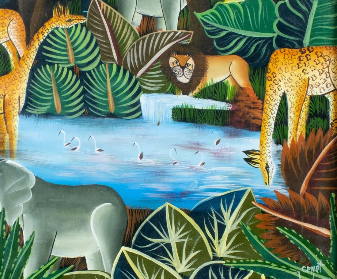 Artwork by Jean Claude Senat, Jean Claude Senat (Haiti,20C) oil painting, Made of oil on canvas