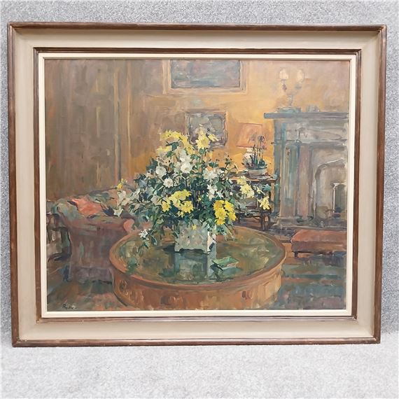 Susan Ryder | drawing room setting with yellow and white | MutualArt