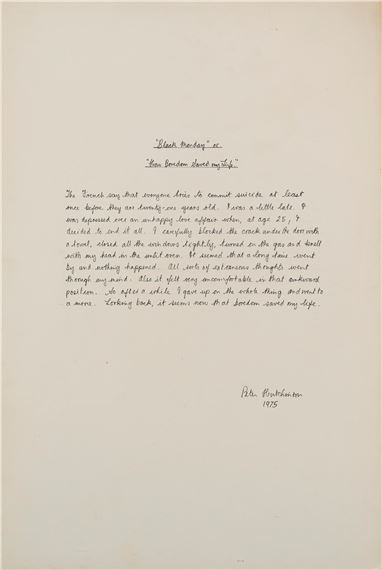 Black Monday or How Boredom saved My Life by Peter Hutchinson, 1975
