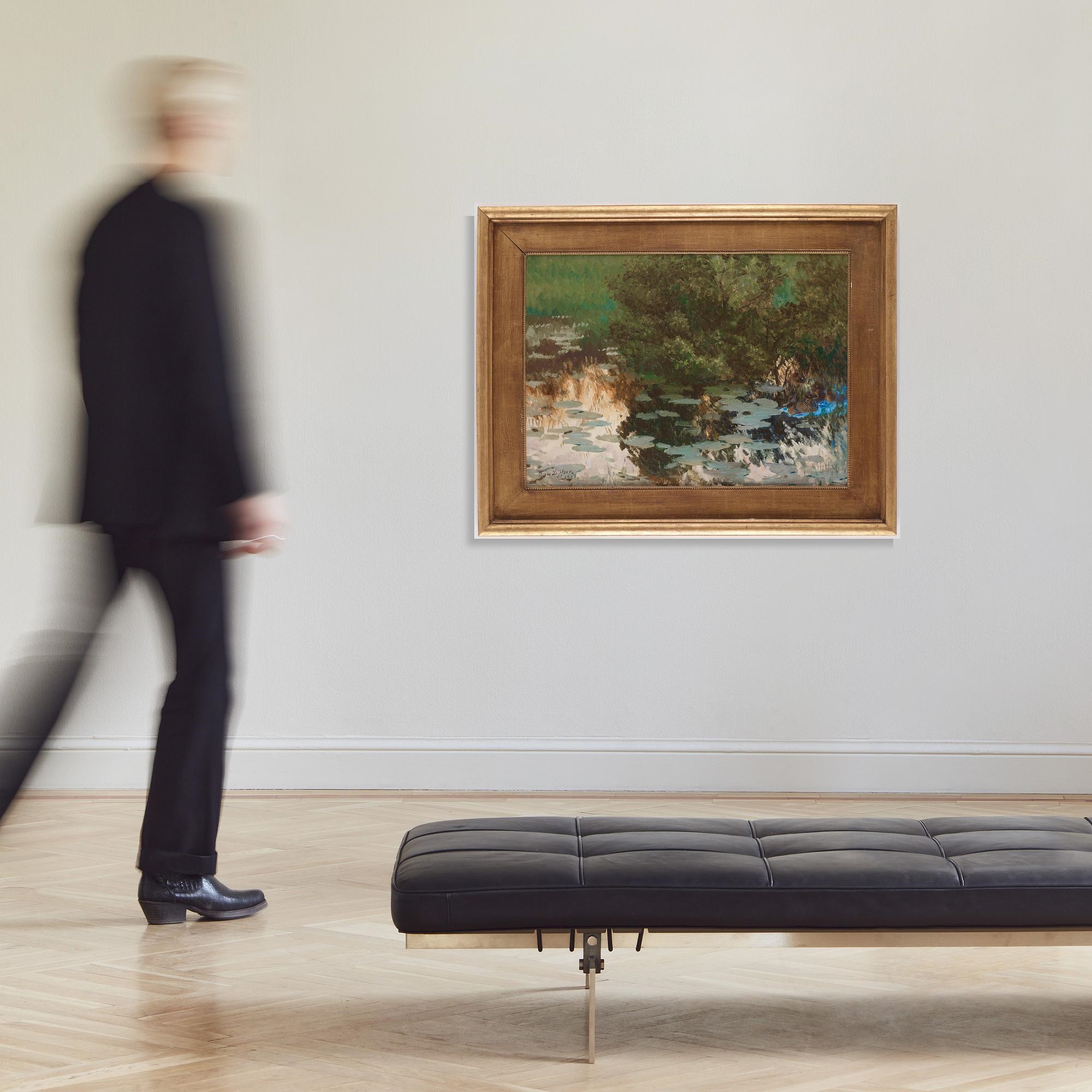 Artwork by Bruno Liljefors, Mallards amongst Water lilies, Made of Oil on canvas