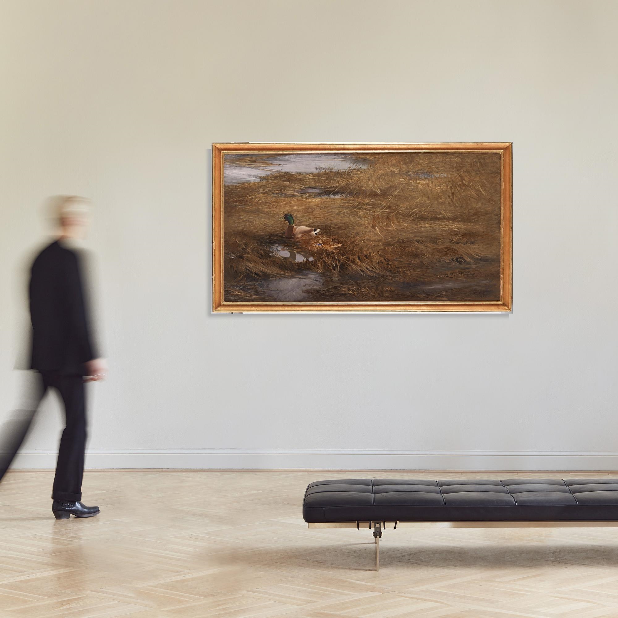 Artwork by Bruno Liljefors, Mallards in the reeds, Made of Oil on canvas