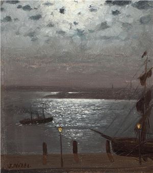 Moonlight over Flensburg Fjord - Jacob Nöbbe