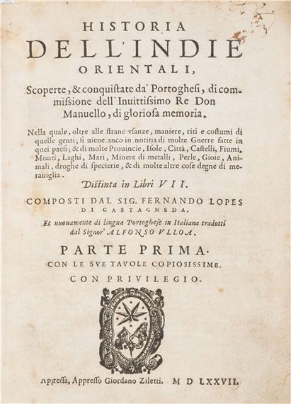 Historia Dell'Indie Orientali, Scopterte, & conquistate da'Portoghesi - Giordano