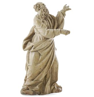 Figura di Santo (S.Giovanni di Arimatea?) in marmo botticino. Scultore bresciano del XVI-XVII secolo (Antonio Carra - Antonio Carracci