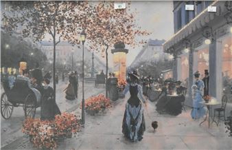イタリアDemain 絵画 c.kieffer \"AN EVENING OUT\" イタリアDemain 絵画 c.kieffer 