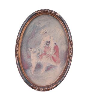 an oval study of a young lady being - Charles Fragonard