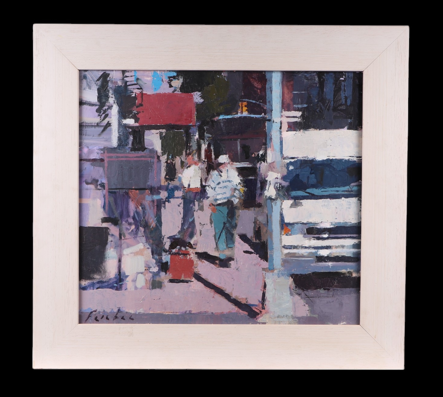 Artwork by Alan Ferebee, Abstract Street Scene, Made of oil on board