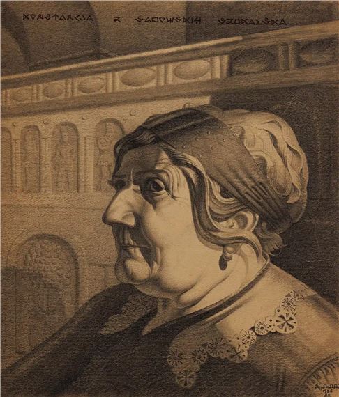 PORTRET KONSTANCJI Z SADOWSKICH SZUKALSKIEJ, MATKI ARTYSTY by Stanislaw Szukalski, 1936