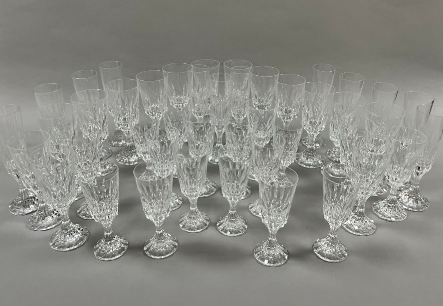 Baccarat | Set of 44 translucent cut-crystal glasses | MutualArt