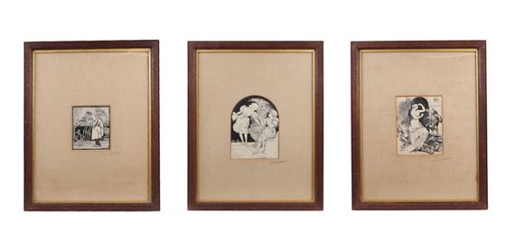 Three comical pen & ink drawings - Harry Furniss